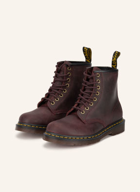 Dr. Martens Šněrovací Boty 1460 tmavě červená / zlatá / žlutá