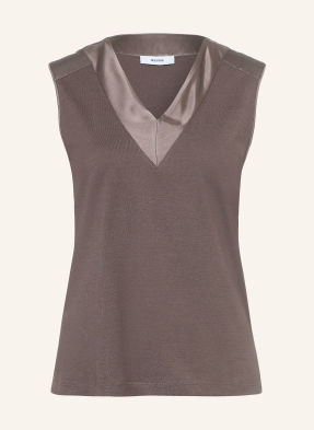 Reiss Top Kallie Z Kombinace Materiálů černošedá