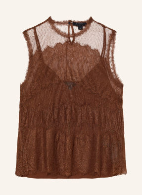 Allsaints Krajkový Top Clara hnědá