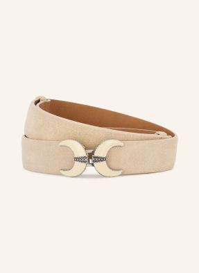 Ba&Sh Kožený Opasek Bibi krémová / stříbrná