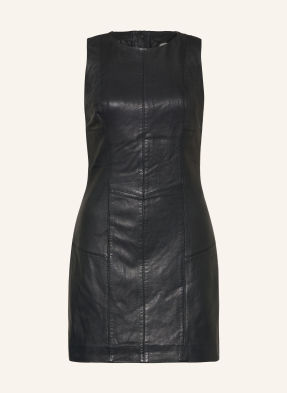 Allsaints Kožené Šaty Vee černá