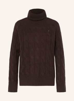 Tommy Hilfiger Svetr S Rolákem tmavě hnědá