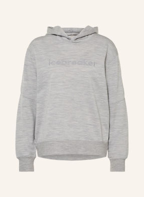 Icebreaker Mikina S Kapucí 360 Realfleece Elemental Z Merino Vlny šedá