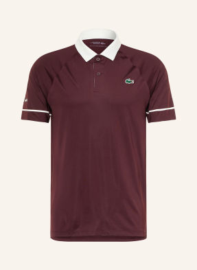 Lacoste Funkční Polokošile Slim Fit tmavě červená / bílá