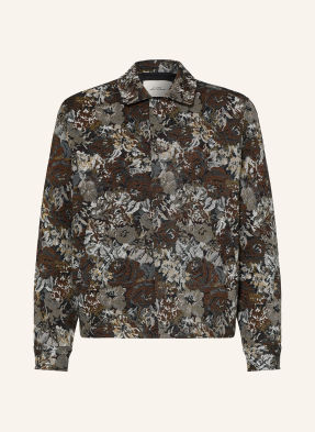 Les Deux Žakárový Overshirt hnědá / světle šedá / tmavě modrá