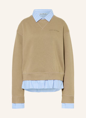 Acne Studios Mikiny Z Kombinace Materiálů khaki / tmavě modrá / bílá
