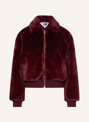 Tommy Jeans Kunstfell-Jacke rot