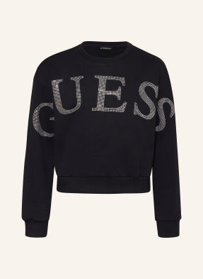 Guess Sweatshirt Mit Schmucksteinen schwarz