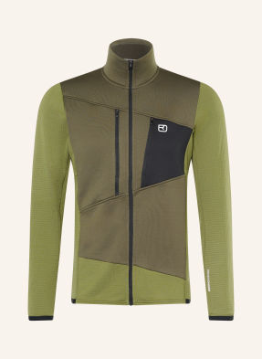 Ortovox Fleecová Mikina Grid olivová / khaki / černá