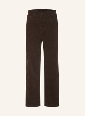 Carhartt Wip Kordové Kalhoty Aaron Regular Tapered Fit tmavě hnědá