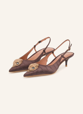 Kurt Geiger Slingpumps S Ozdobnými Kamínky tmavě hnědá / zlatá