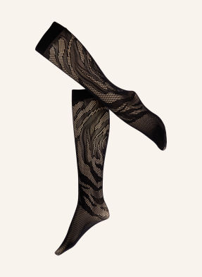 Wolford Jemné Podkolenky Rosebloom Net 7005 black