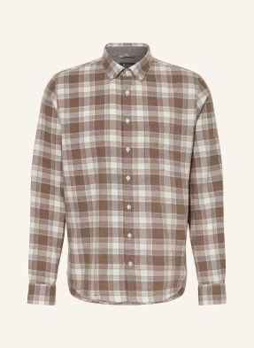 Maerz Muenchen Flanelová Košile Modern Fit hnědá / bílá