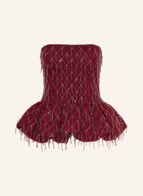 Rotate Top S Odhalenými Rameny, Zdobený Korálky A Flitry tmavě červená