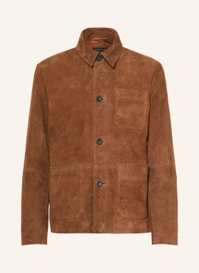 Strokesman's Kožená Overshirt hnědá