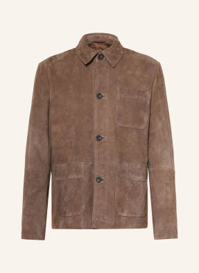 Strokesman's Leder-Overshirt braun
