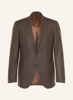 Dressler Sako Regular Fit tmavě hnědá / černošedá