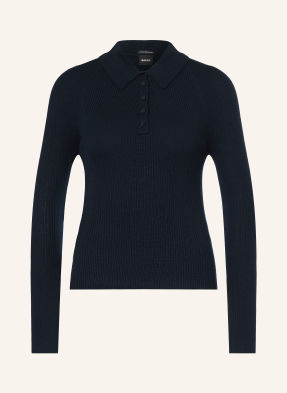 Boss Strick-Poloshirt Faelina blau