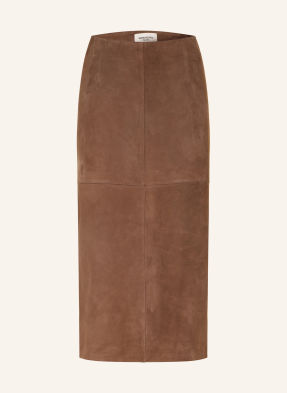 Weekend Max Mara Kožená Sukně Palmi tmavě hnědá