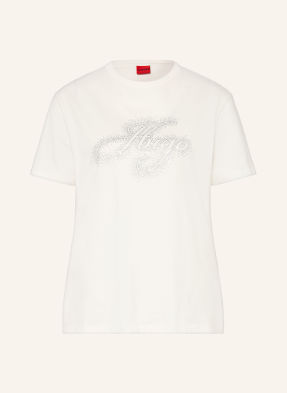 Hugo T-Shirt Damacia Mit Schmucksteinen weiss