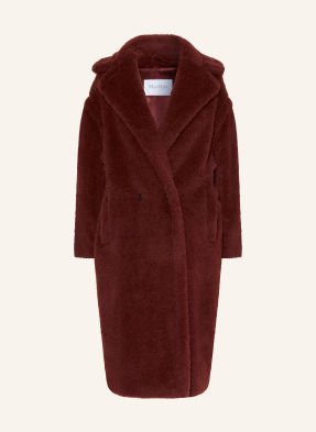 Max Mara Kabát Z Teddy Kožešiny Tedgirl S Alpakou tmavě červená