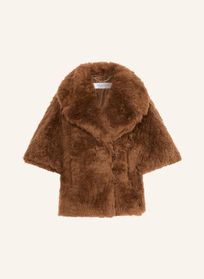 Max Mara Cape Accorta Z Umělé Kožešiny S 3/4 Rukávy hnědá