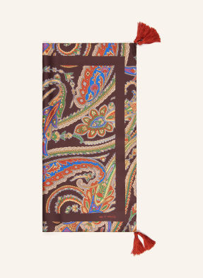 Etro Hedvábný Šátek tmavě hnědá / tmavě oranžová / modrá