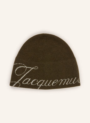 Jacquemus Čepice Le Bonnet Atelier S Merino Vlnou olivová / krémová