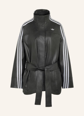 Adidas Originals Bunda V Koženém Vzhledu černá / bílá