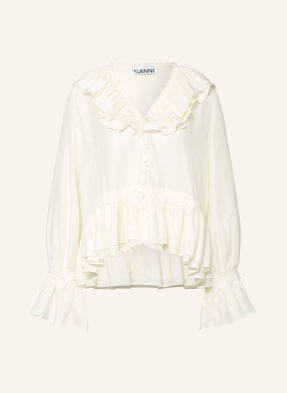 Ganni Blusenshirt Aus Satin Mit Seide beige