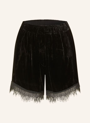 Ganni Samtshorts Mit Spitze schwarz