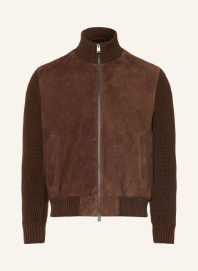 Boss Lederblouson Meter Im Materialmix braun