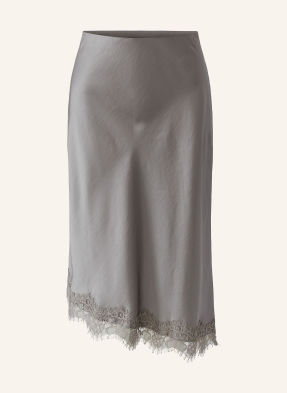 Oui Satinrock Mit Spitze grau