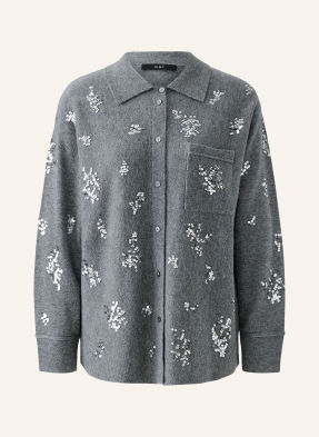 Oui Strickbluse Mit Pailletten grau