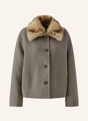 Oui Jacke Mit Abnehmbarem Kunstfell-Kragen beige