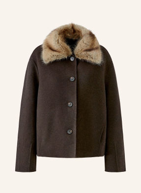 Oui Jacke Mit Abnehmbarem Kunstfell-Kragen braun