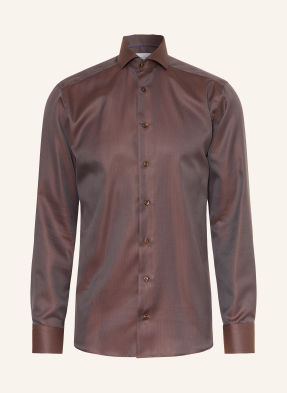 Eton Košile Slim Fit tmavě hnědá