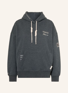 Smith & Soul Oversized Mikina S Kapucí tmavě šedá / krémová