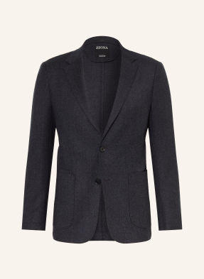Zegna Flanelové Sako Extra Slim Fit tmavě šedá
