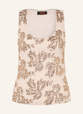 Miss Goodlife Mesh-Top Mit Pailletten gold
