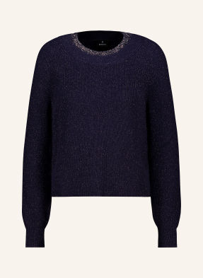Monari Pullover Mit Glitzergarn Und Schmucksteinen blau