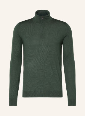 Reiss Svetr Troyer Blackhall Z Merino Vlny tmavě zelená