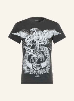 Allsaints Tričko Emblems tmavě šedá / světle šedá