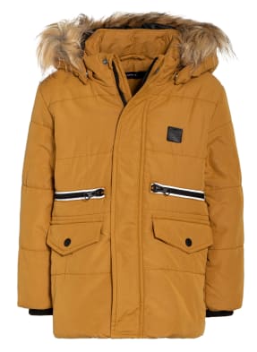 name it Steppjacke mit abnehmbarem Kunstpelzbesatz