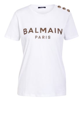 BALMAIN T-Shirt mit Schmucksteinbesatz