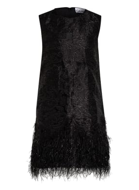 GANNI Kleid mit Spitzen- und Federbesatz