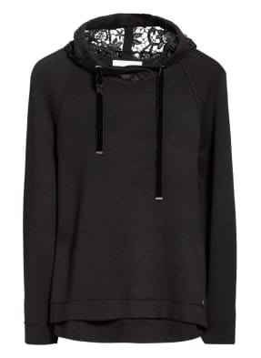 monari Strick-Hoodie mit Spitzenbesatz
