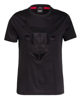BOSS T-Shirt TEEOX mit Schmucksteinbesatz