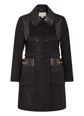 GUCCI Wollmantel mit Lederbesatz