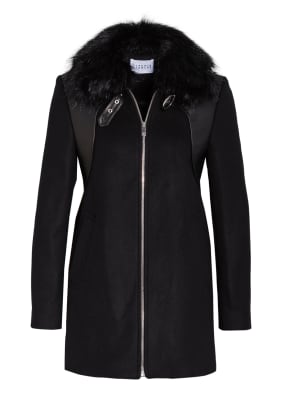 CLAUDIE PIERLOT Wollmantel mit Kunstpelzbesatz